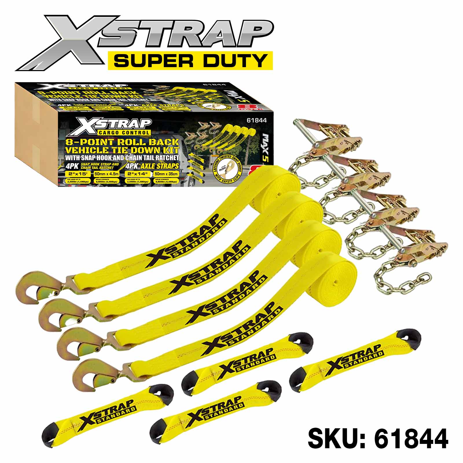 Xstrap 61844 Kit d'arrimage pour véhicule à 8 points, 2