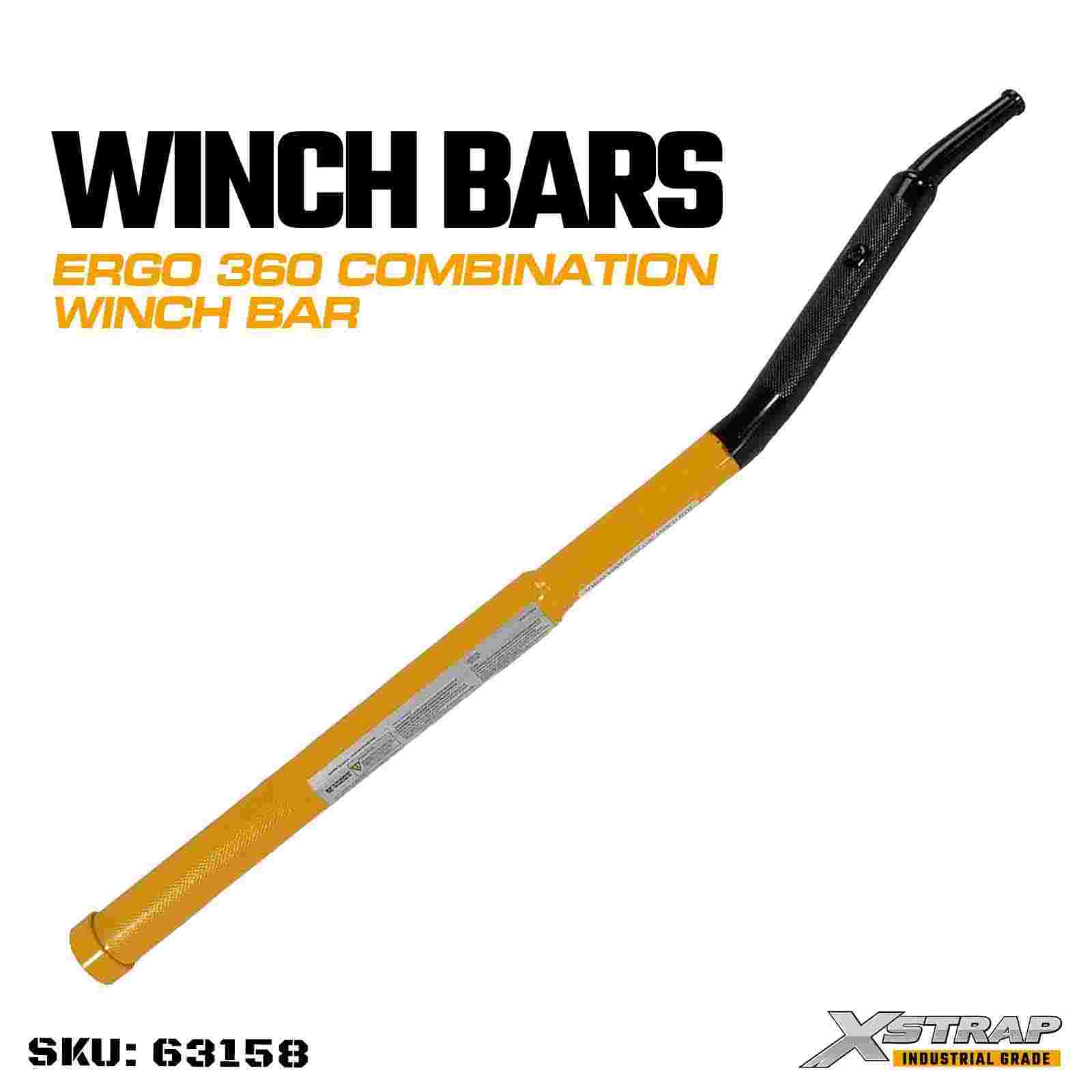 Xstrap 63158 Barre de treuil combinée Ergo 360 de 34 po avec poignée antidérapante jaune
