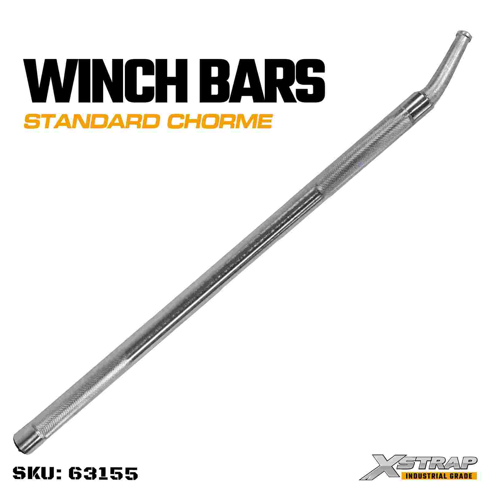 Xstrap 63155 Barre de treuil chromée standard de 81,3 cm, poignée antidérapante robuste en acier au carbone