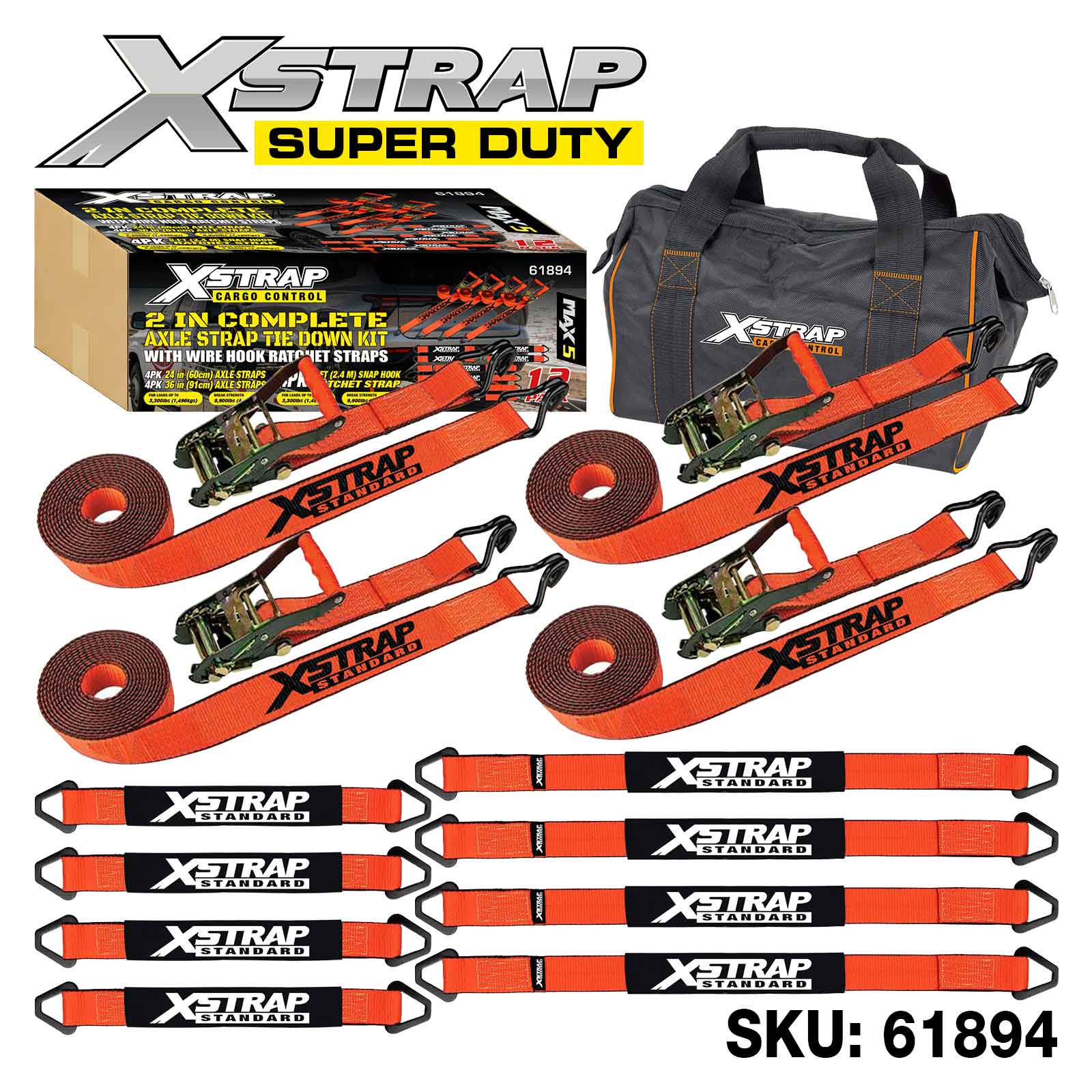 Xstrap 61894 12PK Kit complet d'arrimage de sangle Alex 2 pouces 3 300 lb SWL