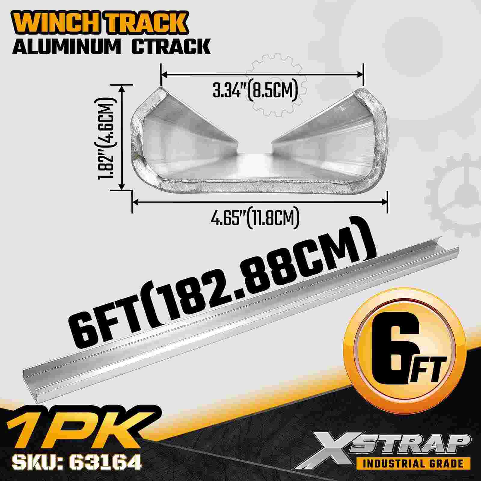 Xstrap 63164 Rail C en aluminium 6 pieds, support à souder en extrusion d'aluminium haute résistance pour treuils coulissants