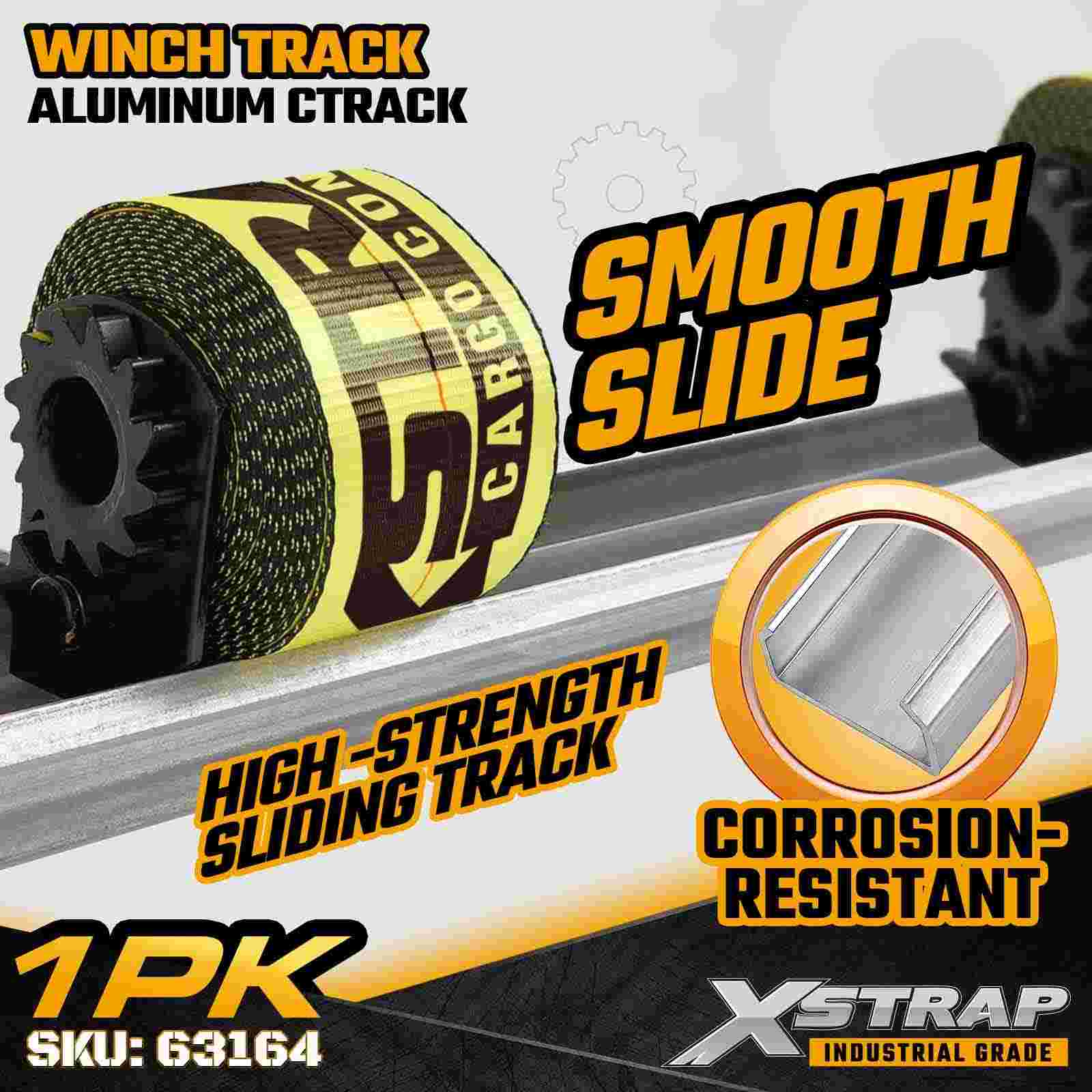 Xstrap 63164 Rail C en aluminium 6 pieds, support à souder en extrusion d'aluminium haute résistance pour treuils coulissants