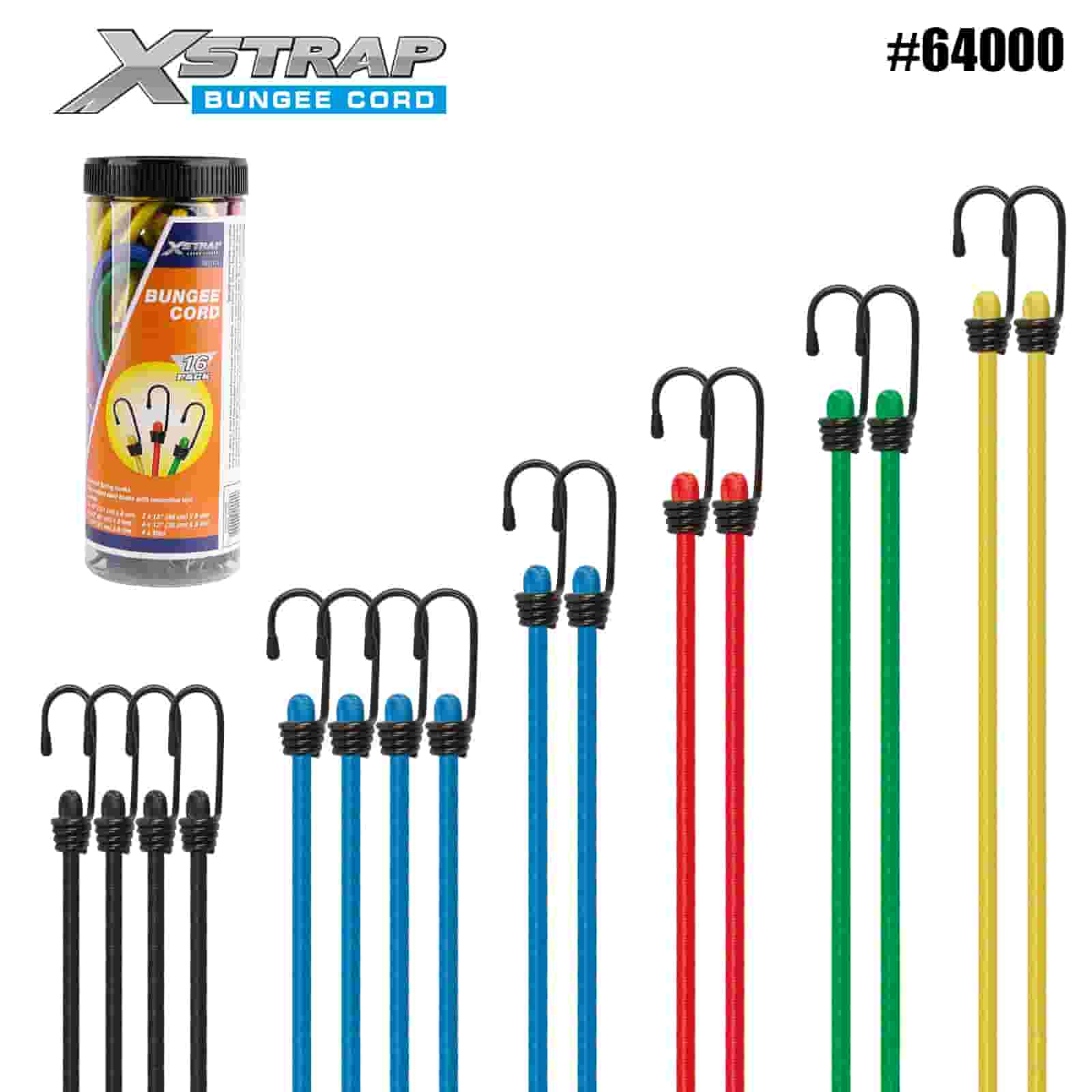 Xstrap 64000 Lot de 16 cordons élastiques 8 mm x 12